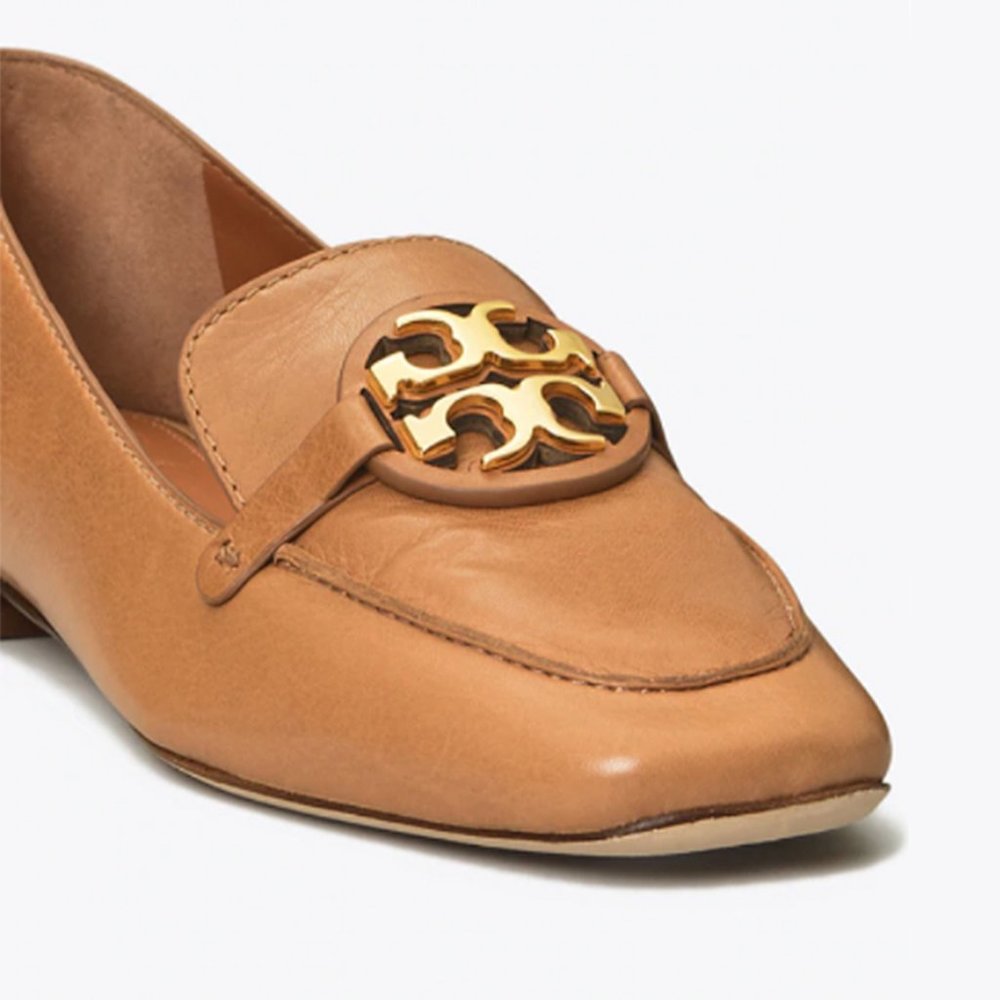 Tory Burch NIB MILLER METAL-LOGO LOAFER LEATHER Tan 11 - Picture 4 of 9